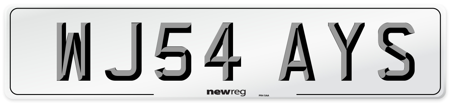 WJ54 AYS Number Plate from New Reg